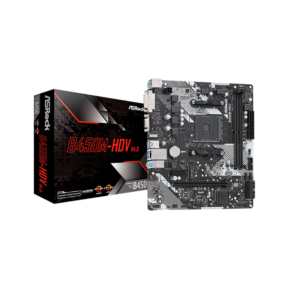 Mb am4 b450m-hdv asrock v/s/r/hdmi/dvi/ddr4/usb3.2/matx