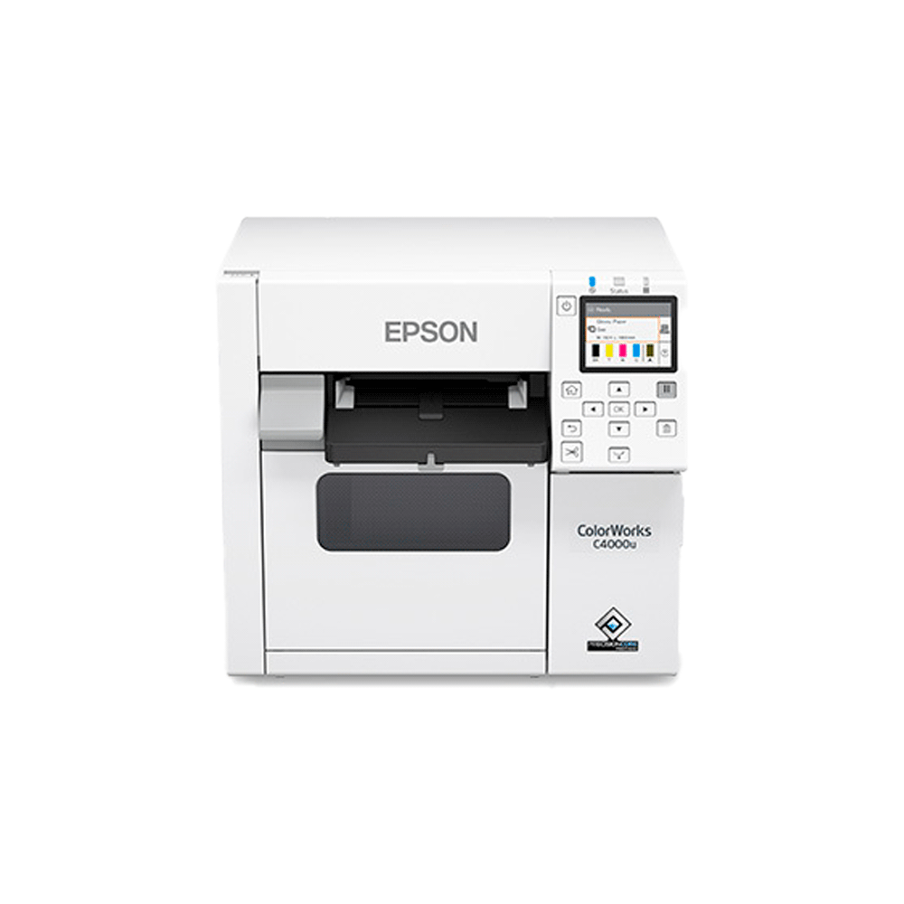 Impresora de etiqueta epson 4" color cw-c4000 iny usb/red lcd 2.7" blanco