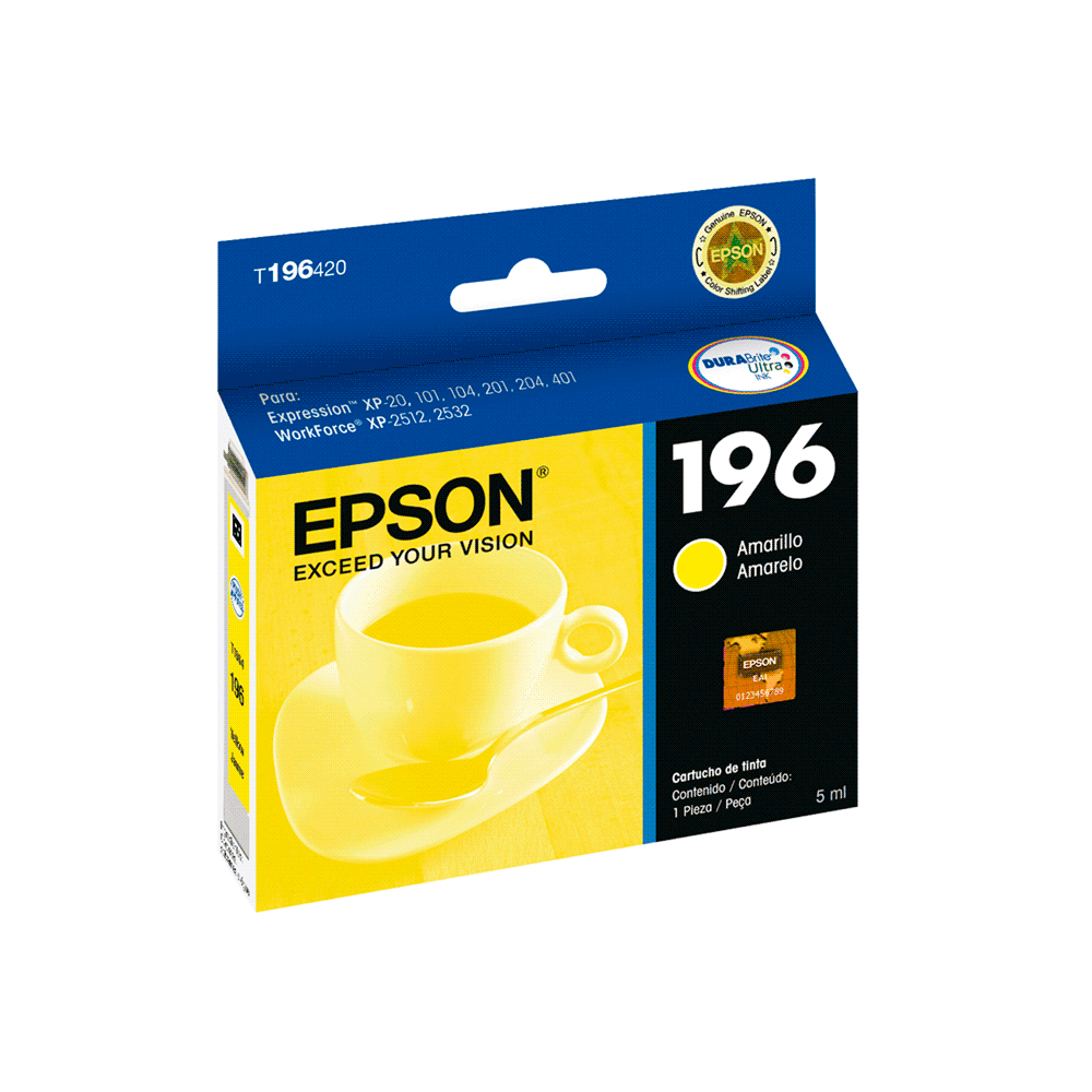 Tinta epson expression t196420-a amarillo p/xp-20-10x-20x-401/wf25xx 4ml