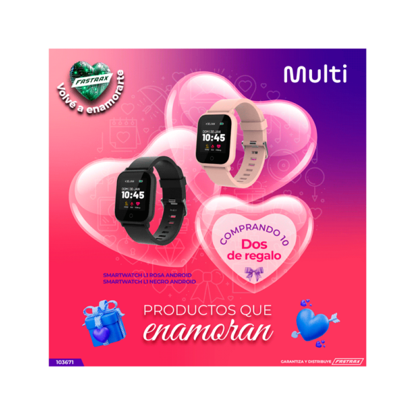 Combo smartwatch l1 negro es436+smartwatch l1 rose es437 enam 3 multi
