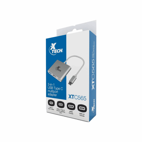 Adaptador usb-c/hdmi/usba/usbc xtech xtc-565 5gbps/4k/plata - Imagen 2