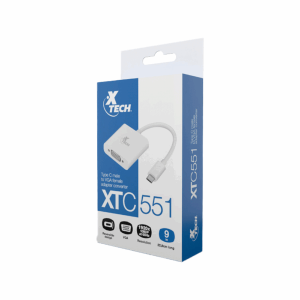 Adaptador usb-c/vga m/h xtech xtc-551 fhd/blanco - Imagen 2