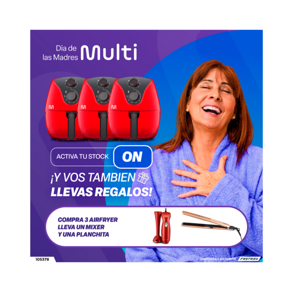 Combo freidora 4l 1500w ce084 multi+regalo plancha eb068+ mixer de alimentos fp012