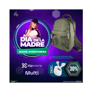 Combo mochila 15.6" klip verde knb-406gn+auri earphone kte-006wh klip