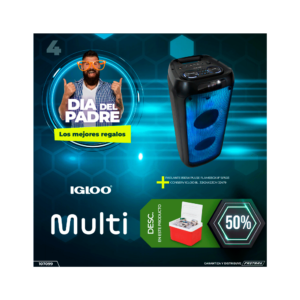 Combo parlante 800w pulse flame box 8" sp503 multi + conservadora igloo 8l red star 32479