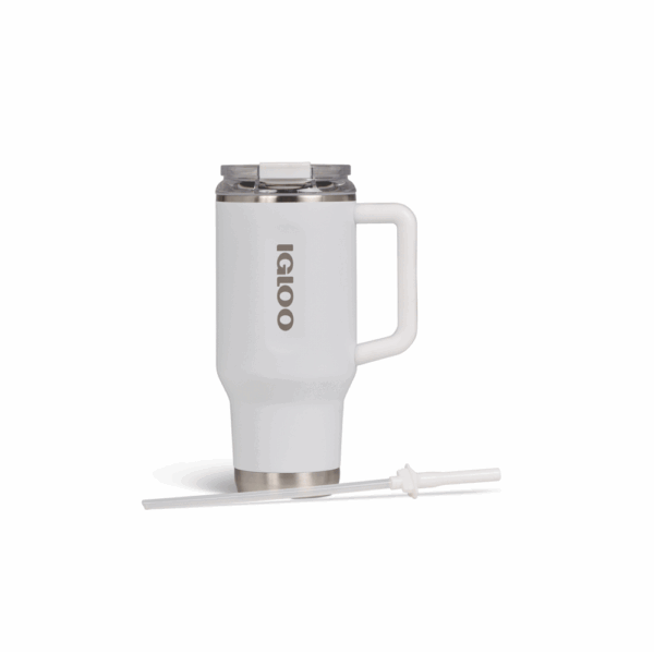 Vaso termico igloo 950ml  blanco c/pajita 71221 - Imagen 4