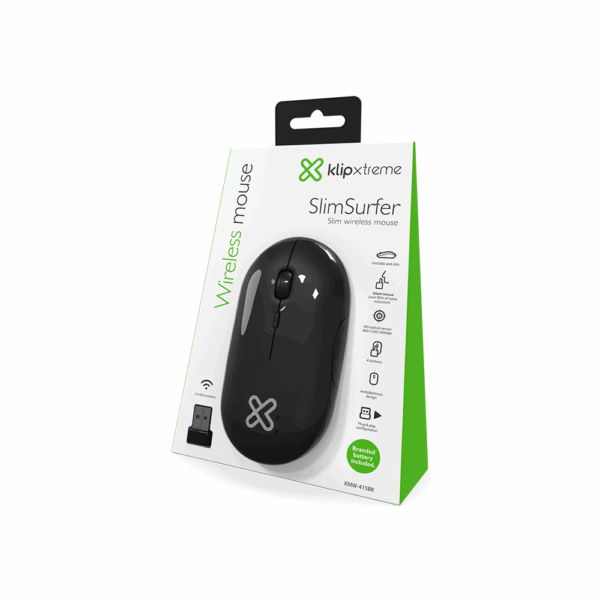 Mouse wireles kmw-415bk klip slimsurfer 1600dpi/4 bot/negro - Imagen 5