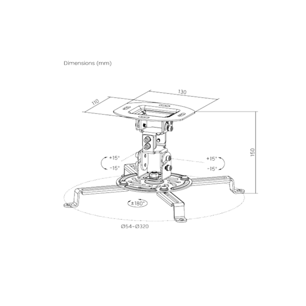 Soporte p/proy ftx ftx-18f 13.5kg incl/gir/rot360°/tec/negro - Imagen 2