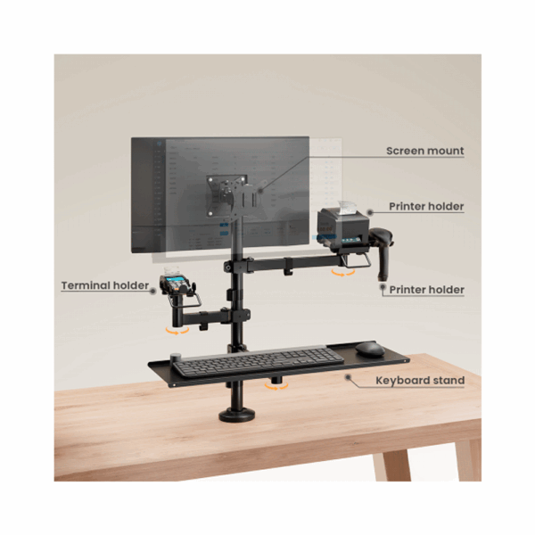 Soporte p/pos imp/2mon/scan ftx ftx-02ld 17" a 32" 9kg/art/rot180°/giro - Imagen 2