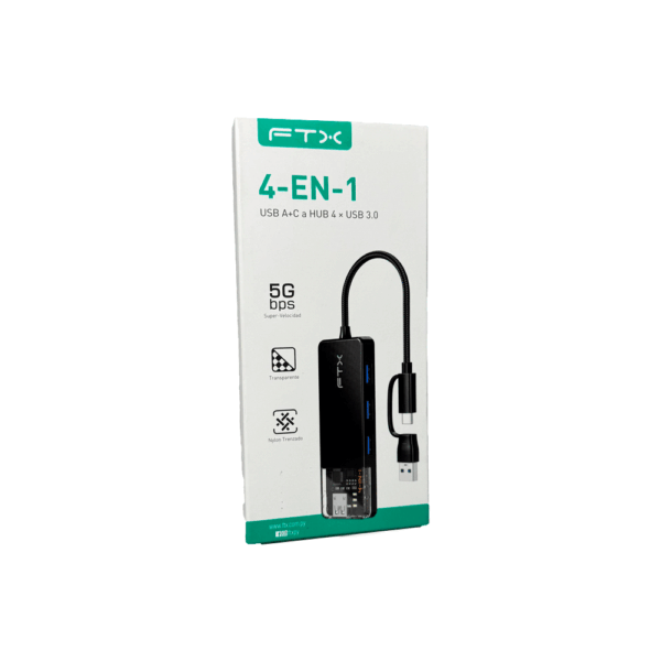 Hub usb-c 3.0 / usb-a de 4 puertos ftx-hubt3-pb 5gbps/5v - Imagen 4