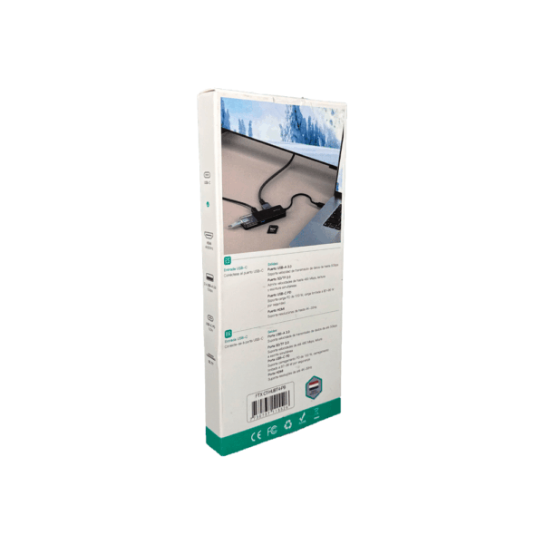 Hub 6 en 1 usb-c - hdmi/usb-a/usb-c/sd ftx-hubt4-pb 4k/30hz/100w/5gbps - Imagen 4