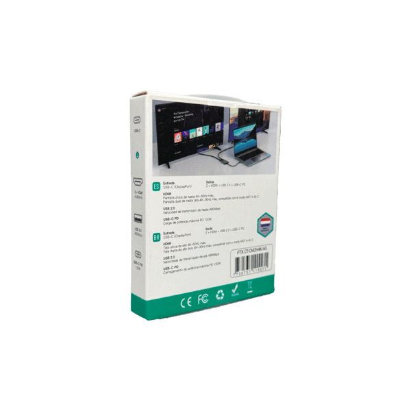 Adaptador usb-c - 2 hdmi/usb-c/usb-a ftx-cm2h4k-ag 4k/60hz/100w/gris - Imagen 4