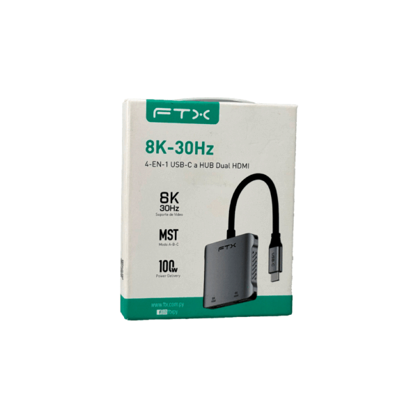 Adaptador usb-c - 2 hdmi/usb-c/usb-a ftx-cm2h8k-ag 8k/60hz/100w/gris - Imagen 3