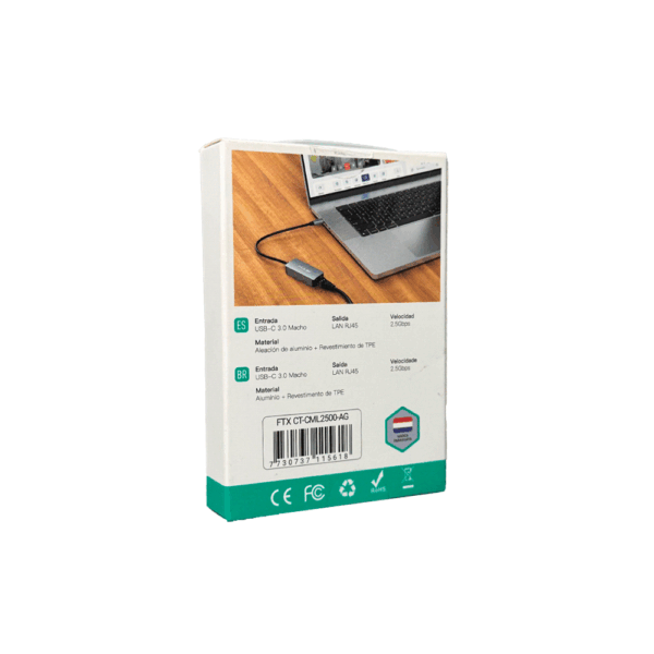Adaptador usb-c 3.1 - rj45 m/h ftx-cml2500-ag 2.5gbps/gris - Imagen 4