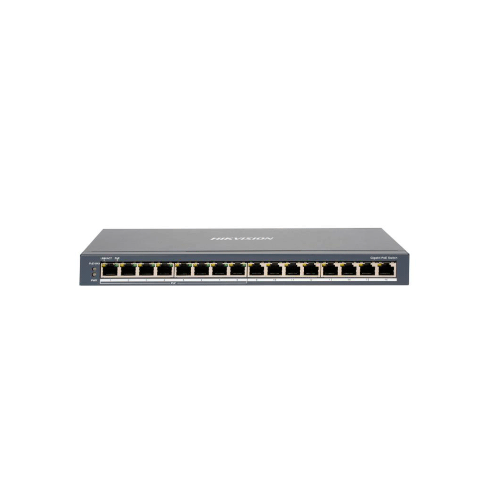 Switch hikvision ds-3e0516p-o 16p 8poe gbps/8lan gbps metal pared/escritorio