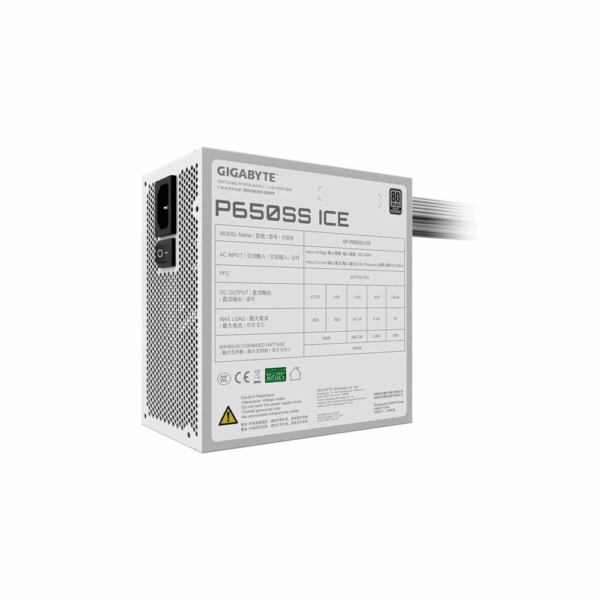 Fuente gigabyte 650w 80plus silver blanco gp-p650ss ice - Imagen 4