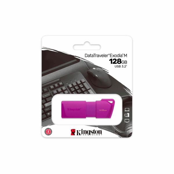 Pendrive kingston datatraveler exodia m 128gb kc-u2l128-7lp usb-a lila - Imagen 2