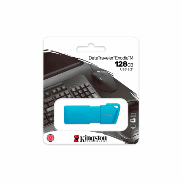 Pendrive kingston datatraveler exodia m 128gb kc-u2l128-7lb usb-a azul - Imagen 2