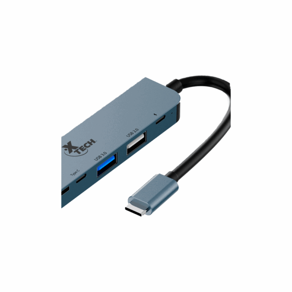 Hub usb-c/7 en 1 xtech xtc-571 4k/5gbps/sd/usb-c gris - Imagen 2