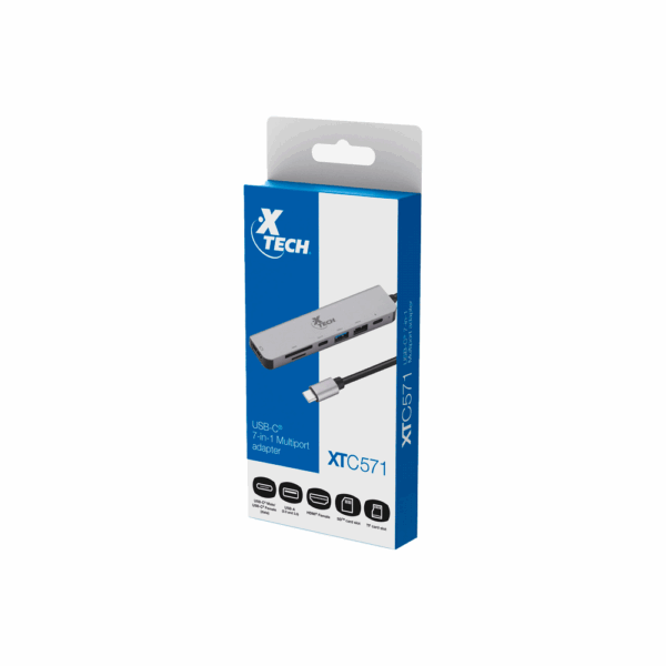 Hub usb-c/7 en 1 xtech xtc-571 4k/5gbps/sd/usb-c gris - Imagen 5