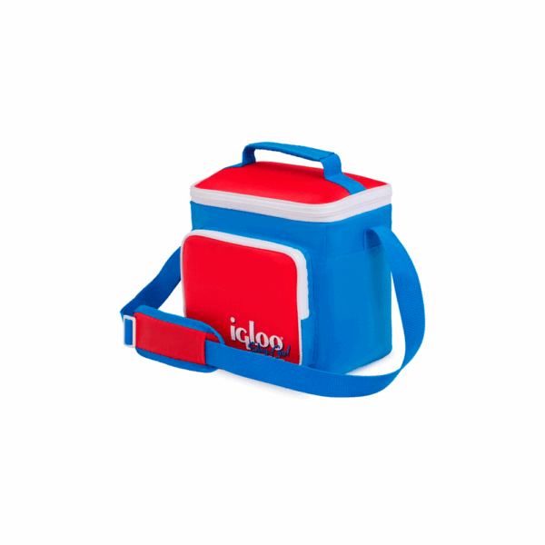 Bolsa termica igloo 9 latas vertical lunch retro azul y rojo 63083 - Imagen 2