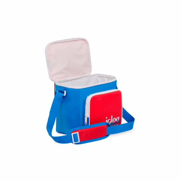 Bolsa termica igloo 9 latas vertical lunch retro azul y rojo 63083 - Imagen 3