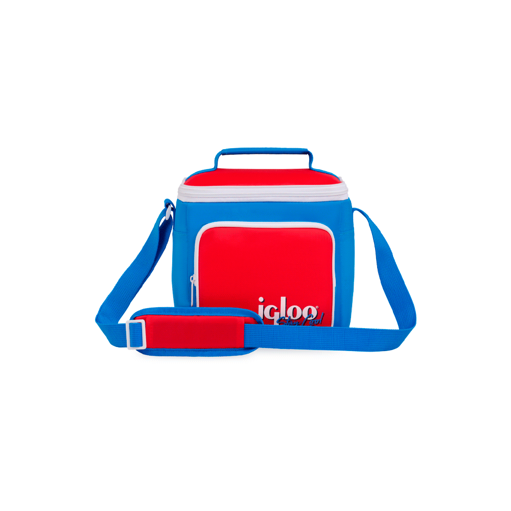 Bolsa termica igloo 9 latas vertical lunch retro azul y rojo 63083