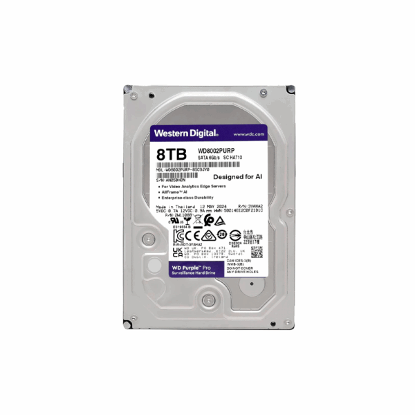 Disco duro sata3 8tb western digital purple pro 7200 256mb wd8002purp surve (garantia br)