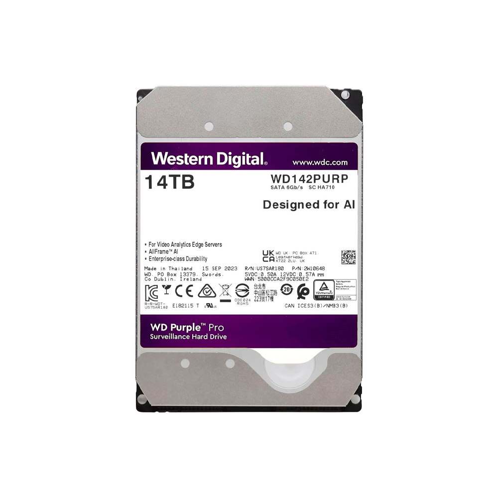 Disco duro sata3 14tb western digital purple pro 7200 512mb wd142purp surve (garantia br)