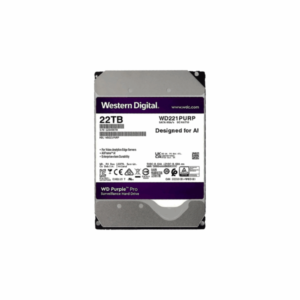 Disco duro sata3 22tb western digital purple 7200 512mb wd221purp surve (garantia br)