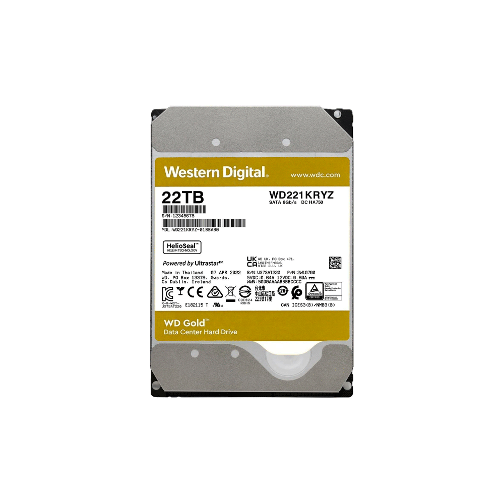 Disco duro sata3 22tb western digital gold enterprise 7200 512mb wd221kryz