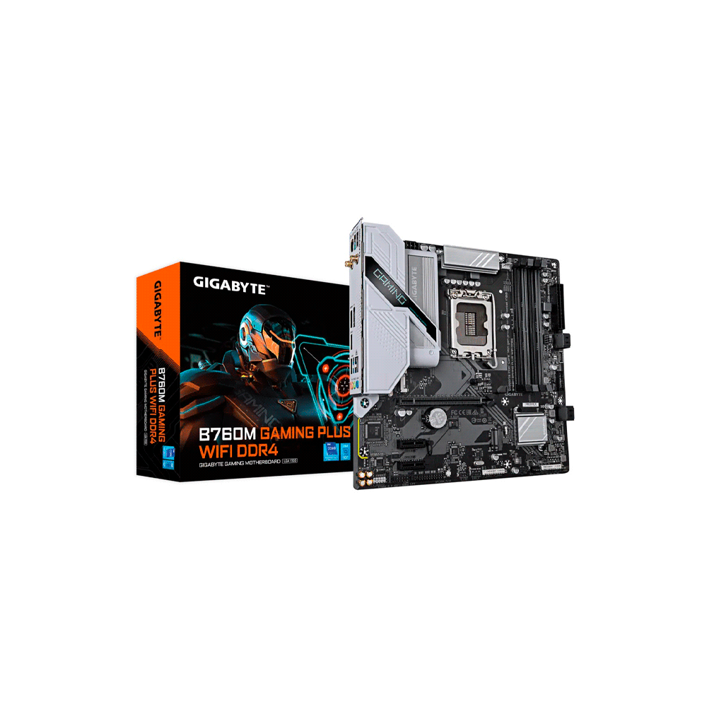 Placa madre gigabyte 1700 b760m gaming plus wifi ddr4 s/r/hdmi/dp/2m2/usb/matx
