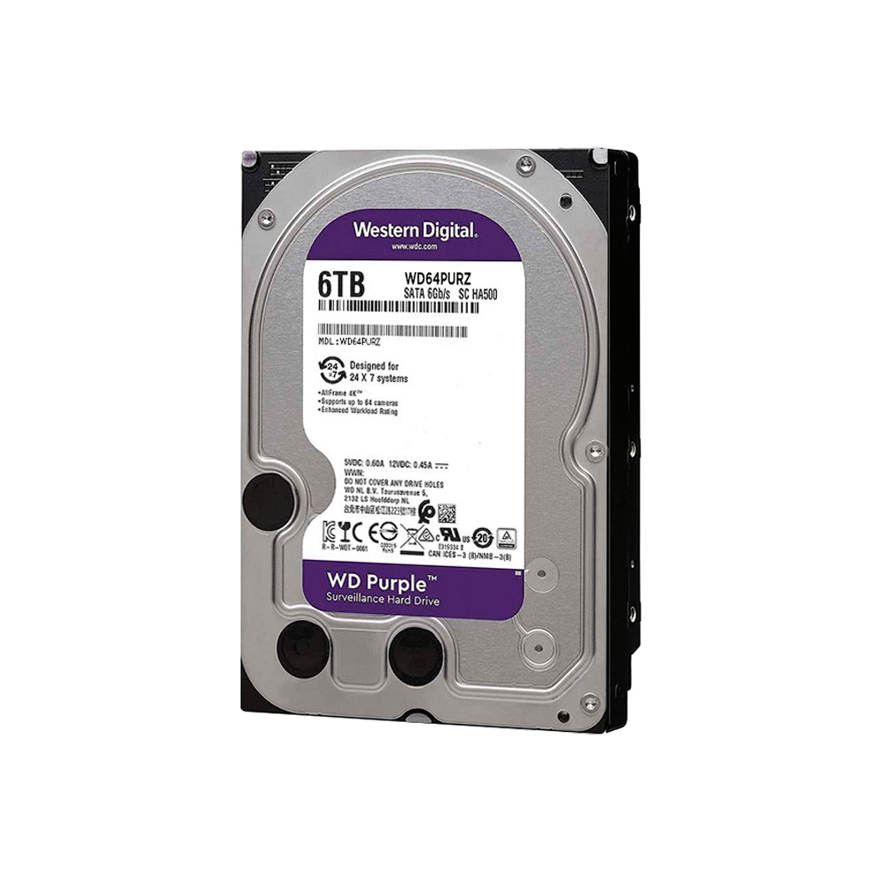 Disco duro sata3 6tb western digital purple 5400 256mb wd64purz surv (garantia br)