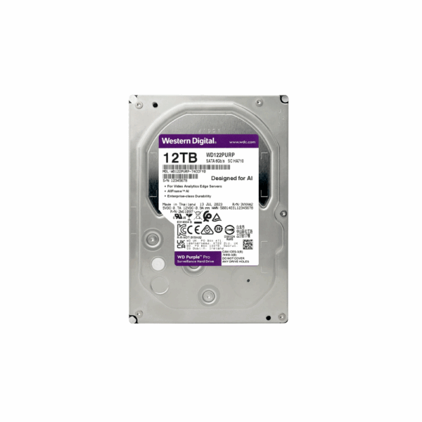 Disco duro sata3 12tb western digital purple pro 7200 512mb wd122purp surv (garantia br)