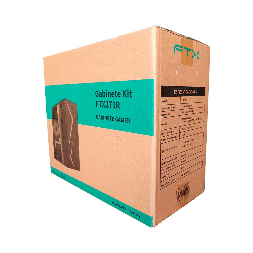 Gabinete Kit Ftx271r C/Fuente 500w Mouse+Tecl+Spk+Lateral Transp Matx/Mitx - Imagen 5
