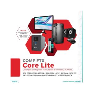 Computadora Ftx Core Lite I3/240ssd/8g/1gvga+ Mon 22"+ Ups 600+ Teclado+ Mou+ Spk+ Filtro