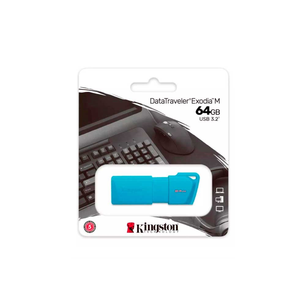 Pendrive Kingston Datatraveler Exodia M 64gb Kc-U2l64-7lb Usb-A Azul - Imagen 2