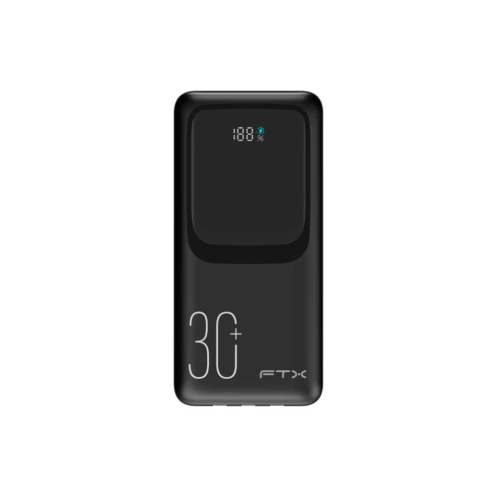 Cargador Portatil Ftx 30000mah 22.5w Pb-30lcd-Bk Power Bank Negro C/Cable Integrado - Imagen 2