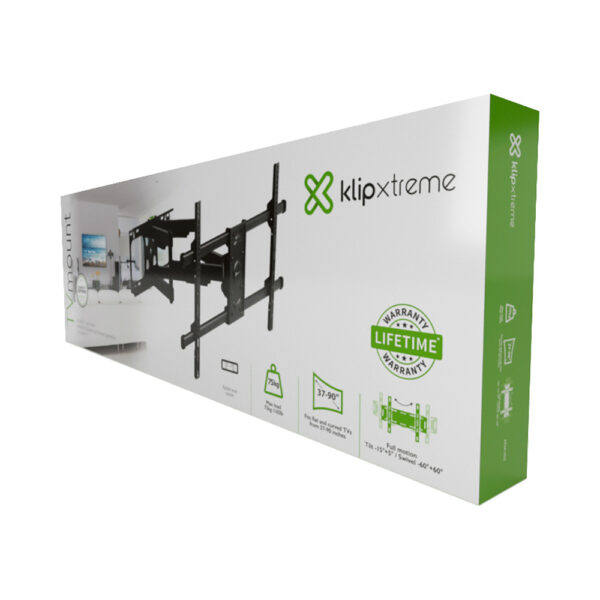 Soporte p/tv klip kpm-955 37" a 90" 75kg inclinable/gira 60/pared/negr