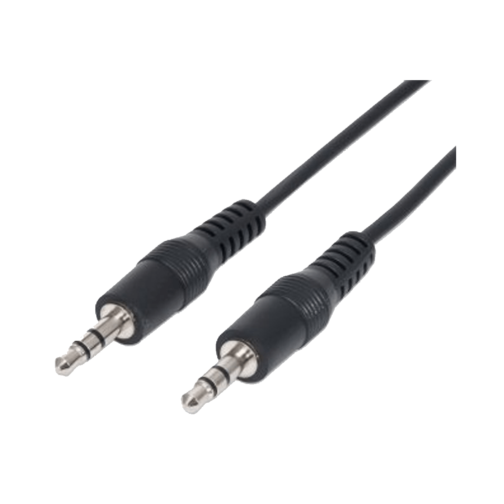 Cable de audio auxiliar estéreo 334594 3.5 mm/ macho a macho 1.8mt negro bolsa