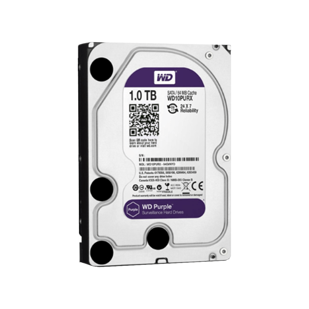 Disco duro sata3 1tb western digital purple 5400 64mb wd10purz surveillance