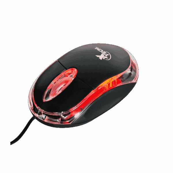 Mouse xtech usb xtm-195 1000dpi/3d 3 boton/ negro c/ led rojo