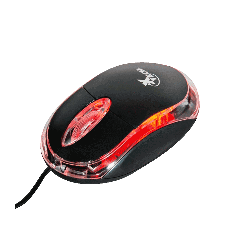 Mouse xtech usb xtm-195 1000dpi/3d 3 boton/ negro c/ led rojo