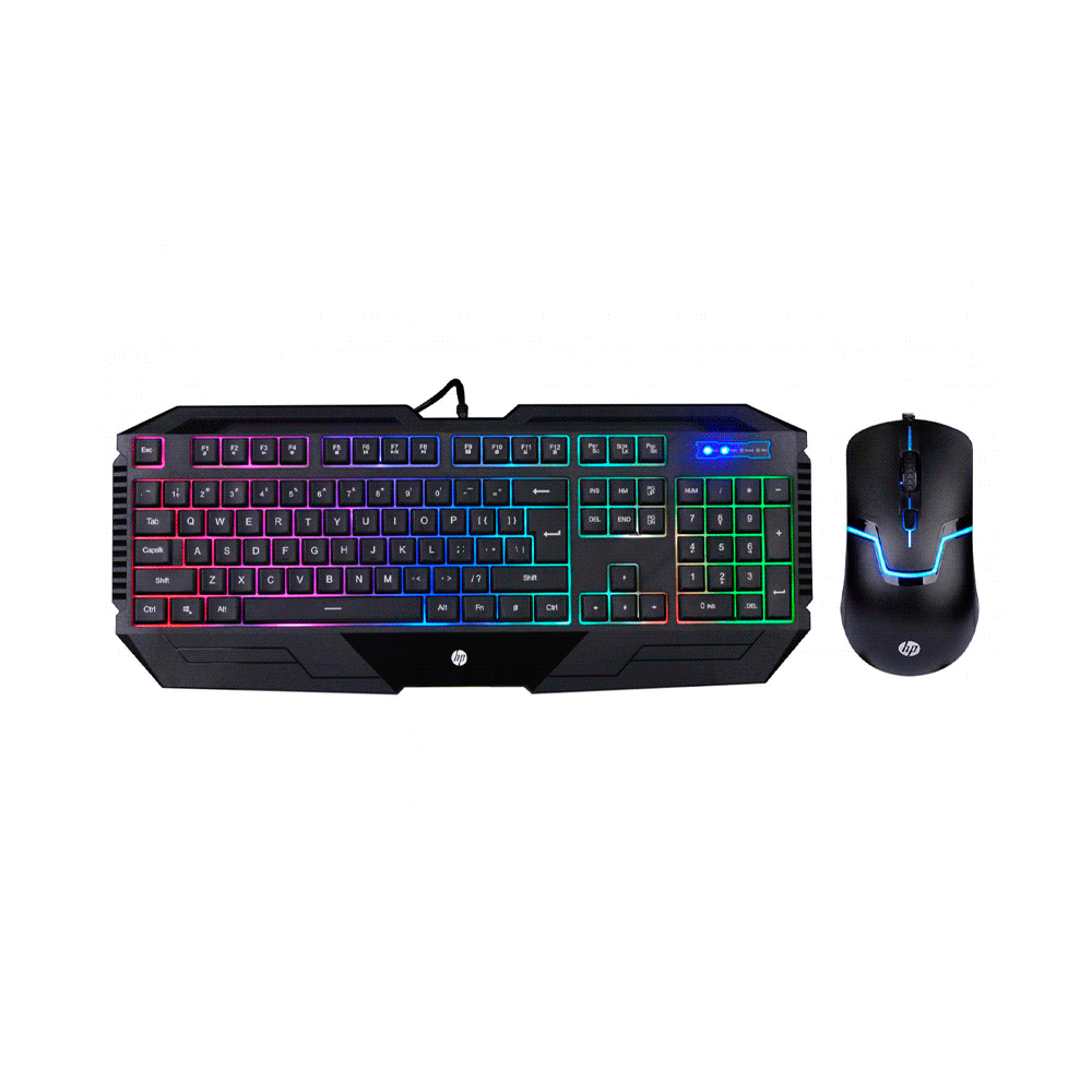 Teclado con mouse hp gamer usb gk1100 multimedia retroiluminado/español/negro