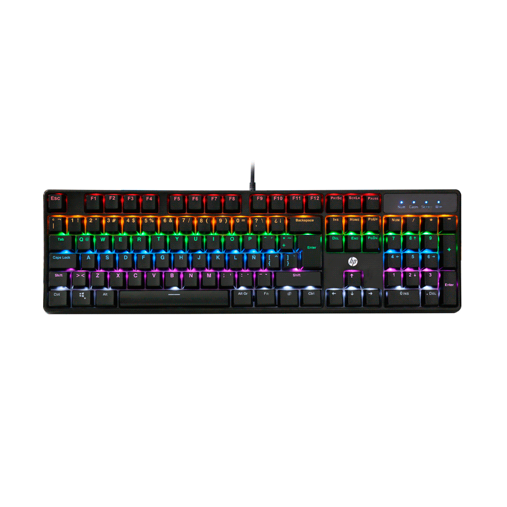 Teclado gamer usb gk320 hp mecanico retroiluminado/español/ negro