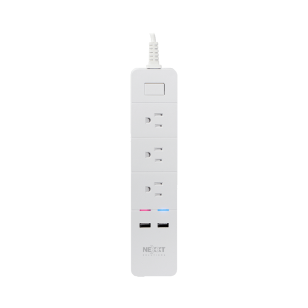 Filtro de linea iot nexxt de 3 tomas nema + 2 usb/15a/1.8m/bivolt ahiubso4u1
