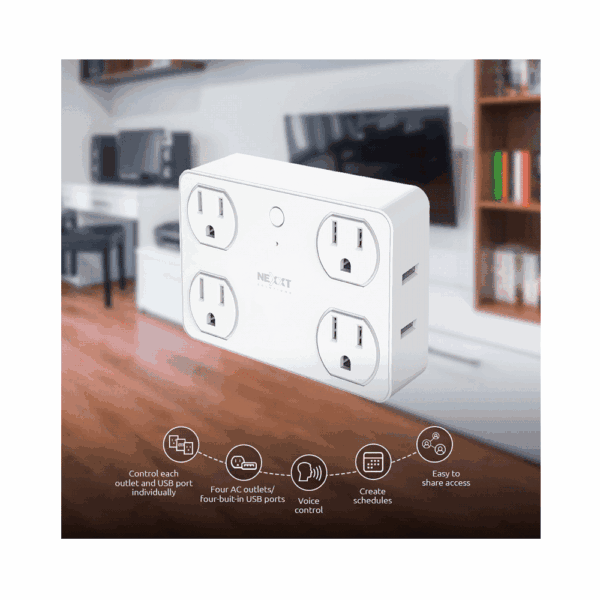 Enchufe iot nexxt de 4 tomas nema + 4 usb/15a/bivolt nhp-t610 - Imagen 4