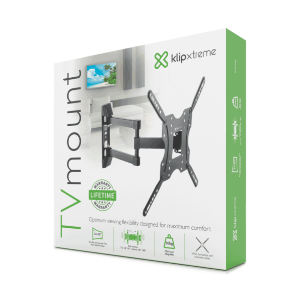 Soporte p/tv klip ktm-876 32" a 60" 30kg inclinable/gira 90/pared/negr - Imagen 4