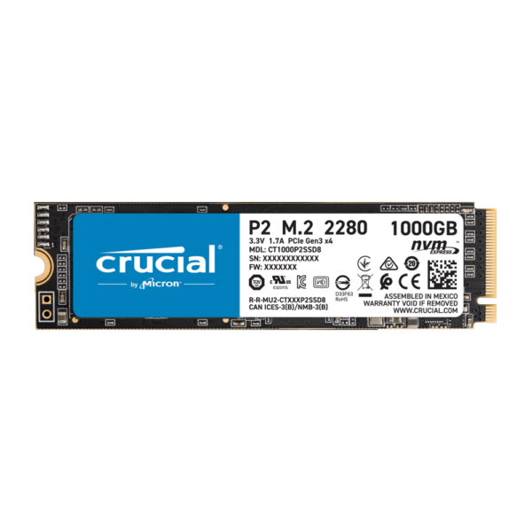 Ssd m.2 pcie nvme 1tb crucial p2 2280 3d ct1000p2ssd8 2400/1800