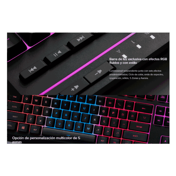 Teclado gamer usb hyperx hx-kb5me2-la alloy core rgb español rgb - Imagen 4